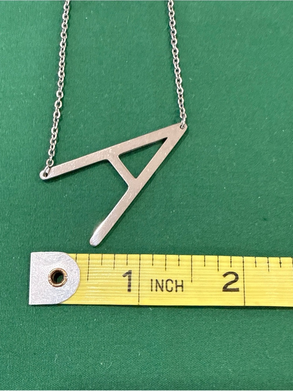 SilverTone Initial “A” Necklace 80F - Picture 3 of 4